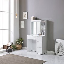 가구에반하다 샤샤 800 LED 조명 수납화장대/원룸화장대/미니화장대, 화이트+그레이