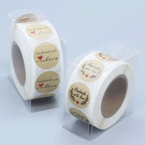 아유디 핸드메이드 러브 크라프트지 스티커 1롤 500개 세트 플리마켓 diy 디스플레이 라벨