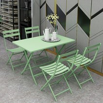 카페 테이블 의자 4개 세트 야외 테라스 정원 접이식, 블랙