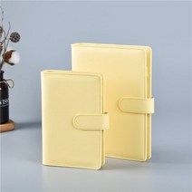 마카롱 컬러 A5 A6 6 링 바인더 PU 클립 온 노트북 가죽 루즈핏 잎 커버 저널 귀여운 문구, yellow