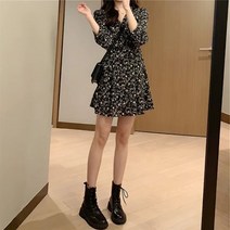 쉬폰미니원피스 꽃 데일리 빈티지 미니 하객원피스
