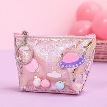 레인보우프렌즈 필통 Kawaii Large Glitter Star Pencil Case Laser Leather Pen Box Big Makeup Bag for Girls Gift, Pink-Small