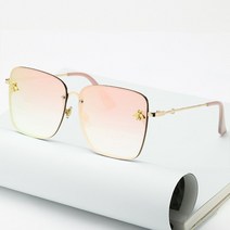 선글라스 패션선글라스 2022 new lady 특대 rimless square 꿀벌 women brand 패션 small 꿀벌 gradient 태양 안경 암 uv400