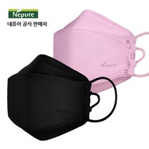 [네퓨어] KF94 프리미엄 끈조절 마스크 60매 컬러 황사 미세먼지 마스크, 프리미엄 검정색+분홍색 30매씩
