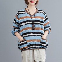 스트라이프 블라우스 티셔츠 스모레BL