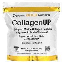 California Gold Nutrition CollagenUp 가수분해 해양 콜라겐 펩타이드 히알루론산 및 비타민C 함유 무맛 464g16.37oz 92628, 16.37 온스