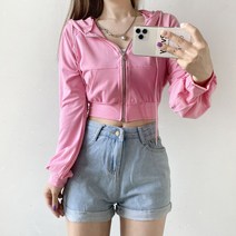 씨앤힙 요요 루즈핏 가오리 벌룬 크롭 후드 집업