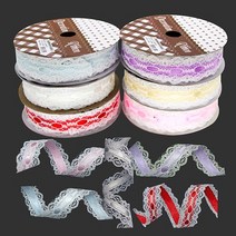 attizone 레이스 리본 2사이즈 6칼라 포장/데코리본, 레이스리본-25mm, 1. 백색