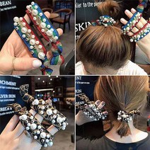 패턴진주헤어타이 머리끈 헤어끈 고무줄 헤어악세사리 머리끈 헤어 고무줄 악세 타이