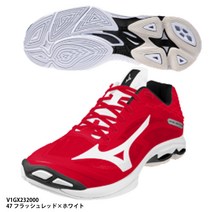 미즈노 WAVE LIGHTNING LOW WIDE 아베츠 별주 컬러 배구화 웨브라이트닝 VOLLEYBALL 발레화 V1GX232000 47 플래시 레드 x 화이트 일본직배