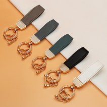 카스타 차키 가죽 스트랩 열쇠고리 베이직라인 키링 실버라인 골드라인 자동차 악세사리, 골드라인 [블랙], 1개