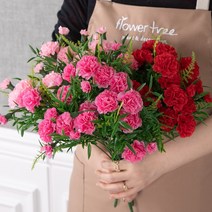 어버이날 카네이션 FF 조화 꽃 부쉬 번들 모음 1, F02.엔젤카네이션부쉬 40cm, (사은품제외), 다크핑크