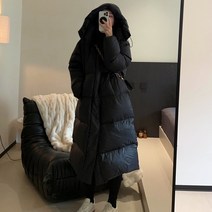 겨울 여성 롱 패딩 오리털 후드 도톰 코트