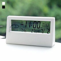 제이스토어 / 무소음 LED 날씨 온습도계 전자 탁상 시계, 옵션:블랙-스누즈