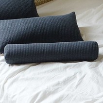 한잠푹 경추목베개 피그먼트 세트 편백나무 메밀 종아리 원통 수면경추베개, 블랙