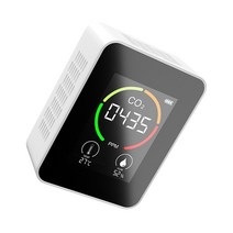 이산화탄소 측정기 실내 센서 3In 1 2.8 인치 LCD CO2 측정기 대기 질 온도 이산화탄소 검출기 자동 보정 4, 01 WHITE