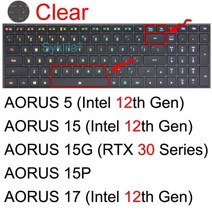 기가바이트 에어로 15 17 HDR 15W 15X Aorus 5 7 15G 15P 17G 17X G5 G7 KC A7 용 키보드 커버 게이밍 케이스 프로텍터 스킨 노트북, AORUS 15 15P 15G