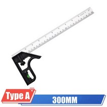 3 In 1 사각형 각도 눈금자 세트 300mm 조정 가능한 목공 도구 멀티 조합 직각 각도기 측정 도구, Type A