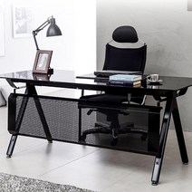 두다닥 로사 10T 강화유리 앞가림 철재책상 1800/2000/사이드 책상, 화이트