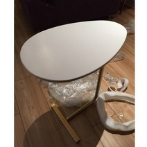베란다 이케아 슬림 사이드 부부 거실 테이블, 화이트+골드