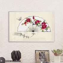 1358k 행운의동양화꽃과나비중형메탈액자, 4타입, 실버, 1개