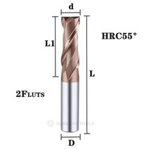 카바이드 반경 엔드 커터 밀 알루미늄 Cnc 밀링 커터 금속 텅스텐 스틸 CNC 가공 엔드밀, HRC55 2F, d5x5Dx13x50L
