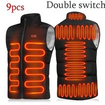 열선조끼 9area 가열 전기 가열 재킷 남성 여성 겨울 캠핑 스포츠웨어 가열 코트 그래 핀 다운 재킷 usb 가열 재킷