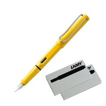 LAMY 사파리 만년필 + 잉크카트리지 2p, F, 옐로우(만년필)