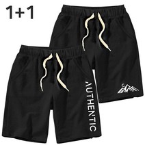 [2장묶음] 문컬렉션 특양면 5부 밴딩 반바지 남녀공용 M~4XL 빅사이즈 어센틱+캠핑문 쇼츠