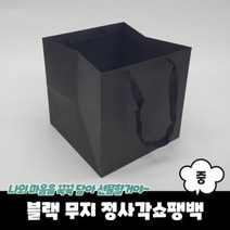 블랙 무지 정사각쇼핑백 종이가방 중, 상품선택