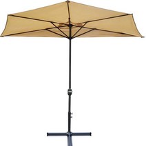 하프 파라솔 테라스 발코니 베란다 반쪽 반원 그늘막, 베이지 물통+300x150cm