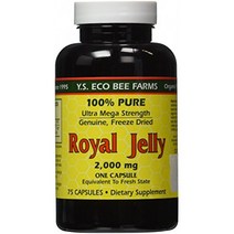 100% Pure Freeze Dried Fresh Royal Jelly - 2000 mg YS Eco Bee Farms 75 Caps YS E