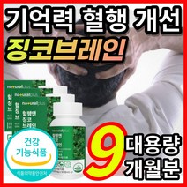 대용량 브레인 징코 포스파티딜세린 노화 인지력 기억력 저하 개선 에 도움 은행잎추출물 빌로발라이드 징코라이드 영양제 보조제 알약케이스포함, 1개, 9개월/90정x3개, 90정