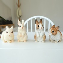 러빗 아기동물 인테리어소품 토끼세트, 화이트
