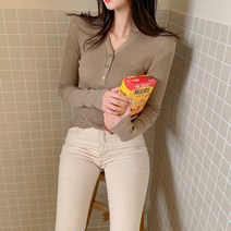 블랙홀제이 여성용 타니 버튼 골지 니트