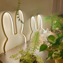 이코노미쿠스 붙이는 LED 토끼 침대 간접 조명 수면등 무드등 소형, 골드 (소)