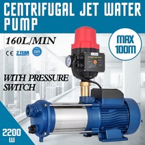 원심 펌프 자동 모터 VEVOR 원심 펌프 스위치 포함 제트 워터 관개 스테인레스 케이스 보호 IP44, 한개옵션0