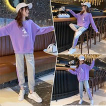소소키즈 여아 보라 유니콘 라운드 맨투맨 바지 세트 키즈 주니어 봄 가을 나들이 외출복 트레이닝복 상하의