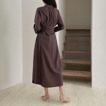 유니크 무늬 아이예뻐 휴양지 원피스 DRESS 쉬폰 레이스원피스 밤색 Chestnut