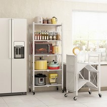 주방 거실 튼튼한 접이식 다용도 폴딩 철제선반, 글로시 화이트