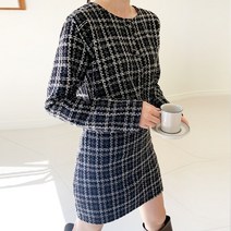 마지막소개팅 체크 블라우스 스커트 투피스세트