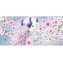 구슬 십자수 비즈십자수 5D DIY 전체 다이아몬드 페인팅 현대 대형 매화 공작 크로스 스티치 동물 자수 거, 01 6120_03 55x155cm
