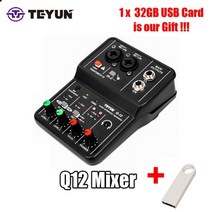 믹싱 사운드믹서 음향믹서기TEYUN-Q24/Q22/Q12 전문 사운드 카드 오디오 믹서 채널 모니터링 일렉트릭 기, 03 TEYUN Q12