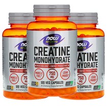 나우푸드 스포츠 크레아틴 모노하이드레이트 750MG Veggie Capsules 120정 3통