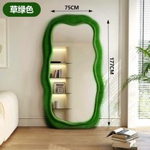 비정형거울 웨이브전신거울 독특한 옷 가정용 불규칙 드레스룸 침실, 기본, 초록 75cmx177cm