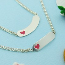 미아방지목걸이 미아방지팔찌 실버 스틱하트 아기목걸이 아기팔찌 백일선물 돌선물 조카선물 은제품 미아방지, 목걸이 팔찌세트, 기본 뒷면각인
