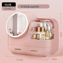 Z3JC 화장품 수납 거울 일체형 방진 화장 거울 케이스 스마트 화장품정리대, Z3JC 여신 【핑크】삼색변광 led 거울