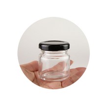 가인글로벌 원형쨈35ml 1개 미니쨈 유리병 용기 잼병, 블랙 43파이 러그캡