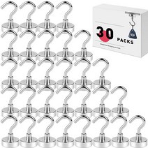 LOVIMAG 튼튼한 자석 후크 튼튼함 11.3kg(25파운드) 희토류 자석 후크 냉장고용 교실 크루즈 가정 주방 직장 사무실 및 차고용 자석 천장 후크 - 30팩, 30p-25lb, Silver