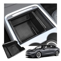 RUIYA 테슬라 모델3 모델Y 2021+ 통용 수납 센터 콘솔박스 트레이, 센터-블랙2